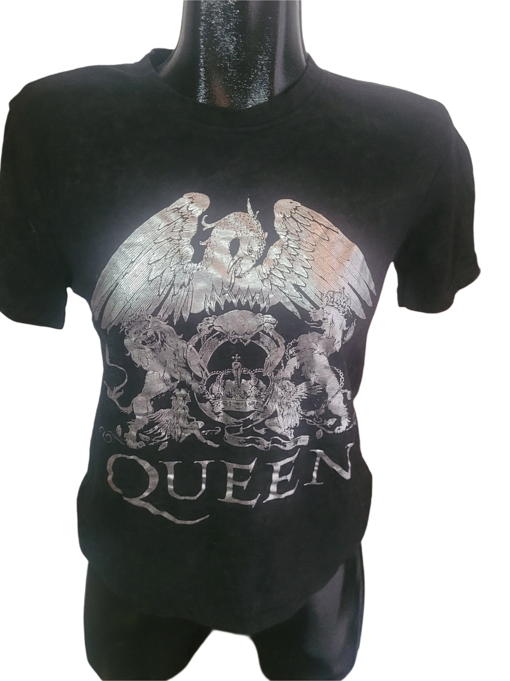 Queen Silver Graphic Black Rock Band Unisex T-Shirt Size S